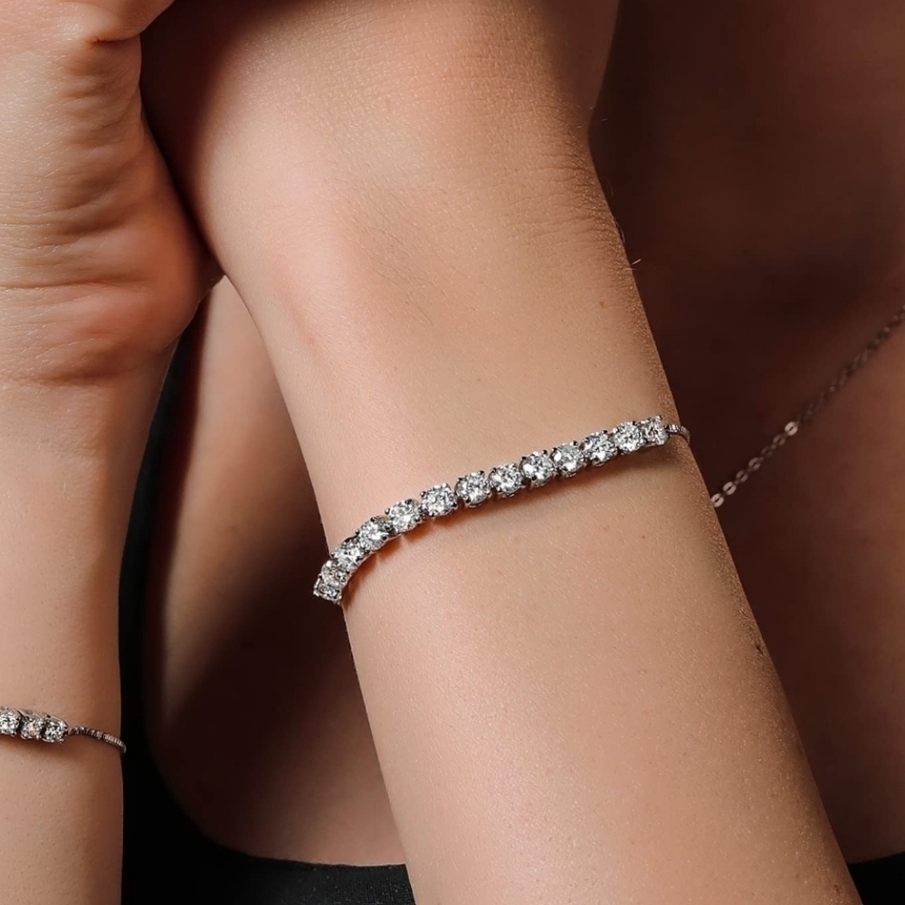 3.0ct Diamond Tennis Bracelet Adjustable Women Moissanite Anniversary Gift